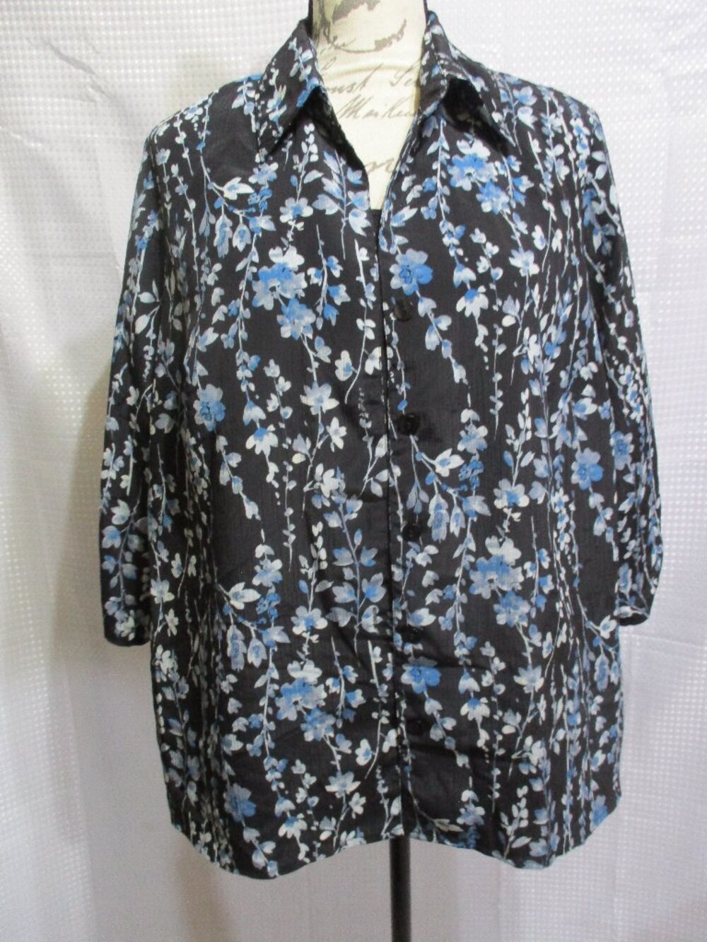 Just My Size Multicolor Pull Over Built In Tank Button Up Women's Top Sz. 1X
